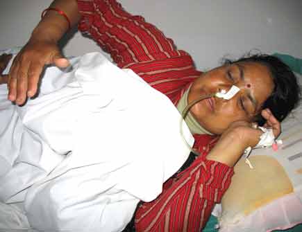 Shusman Sharma, leader of CPN UML, who was mercilessly beaten up by police in Dang on Feb 8 election day