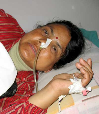 Shusman Sharma, leader of CPN UML, who was mercilessly beaten up by police in Dang on Feb 8 election day