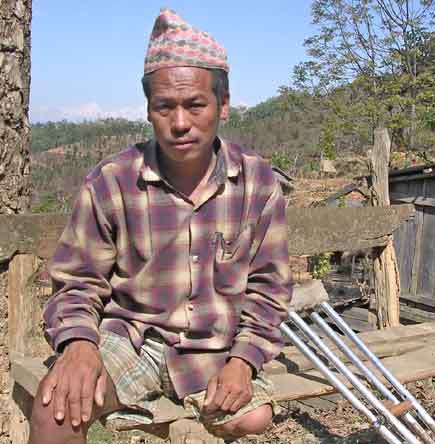 Chitta Bahadur Thapa, 42, of Tanahun District's Ghashikuwa-9, Tamung lost his left leg when Maoists took physical action against him six years ago.