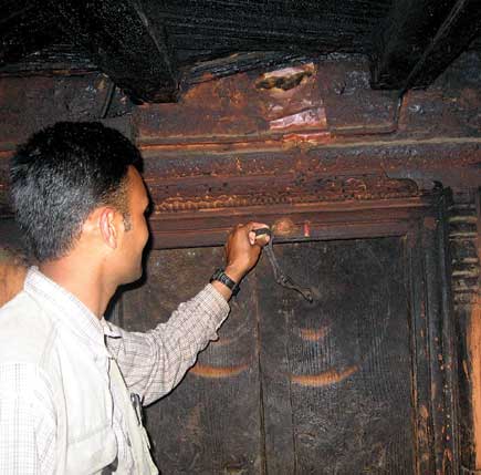 unlocking ceremony...maoist leader opens the lock