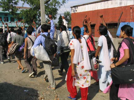 Maoists shouting slogans