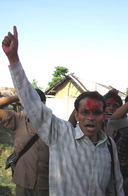 Maoists shouting slogans