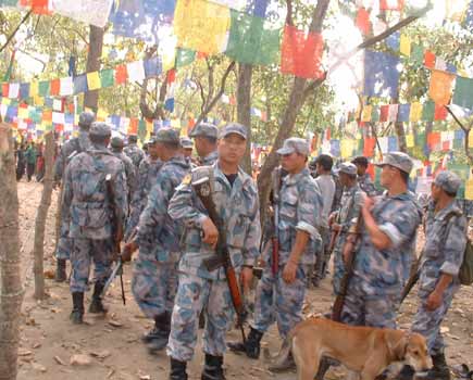 In search of the Buddha Boy..members of Armed Police Force