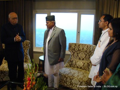 President Yadav with LK Advani