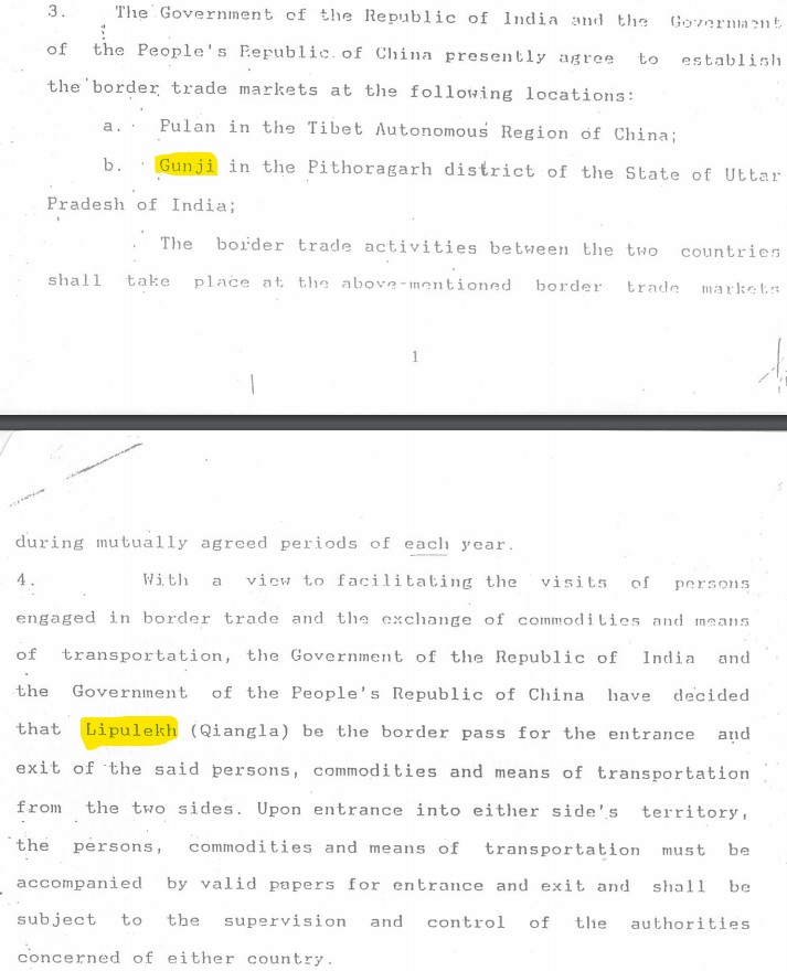 India and China signed an MoU on Resumption of Border Trade on 13 December 1991.